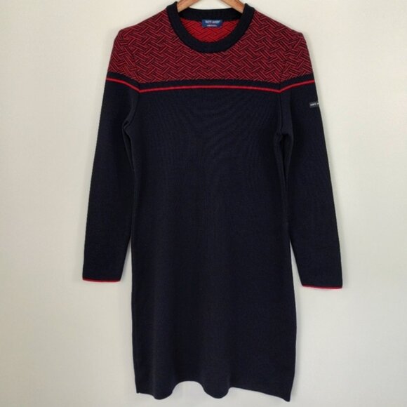 Vintage Saint James Made in France Dress Size 10 Red Black Two Tone Logo Classic - Picture 1 of 11